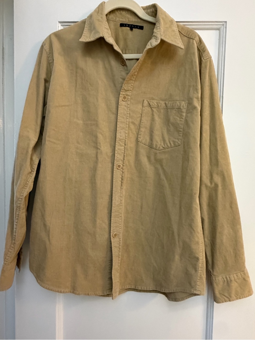 Theory Men's Long-Sleeve Button-Down Shirt in Khaki